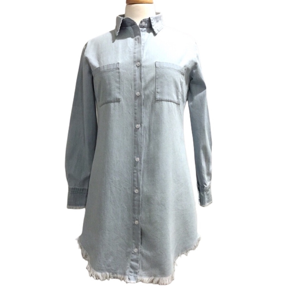 Shirt Dress denim frayed hem